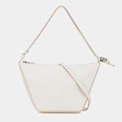 Loewe White Mini Leather Hammock Hobo Bag