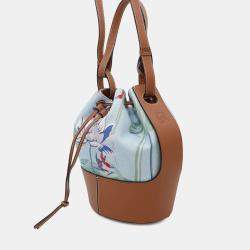 Loewe Blue Brown Canvas Leather Paula Balloon Bag