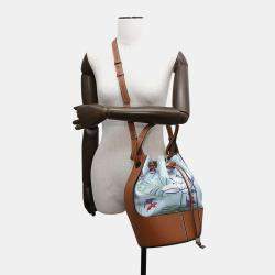 Loewe Blue Brown Canvas Leather Paula Balloon Bag