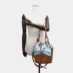 Loewe Blue Brown Canvas Leather Paula Balloon Bag