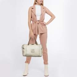 Loewe Two Tone Beige Leather Fusta 31 Boston Bag