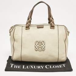 Loewe Two Tone Beige Leather Fusta 31 Boston Bag
