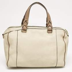 Loewe Two Tone Beige Leather Fusta 31 Boston Bag