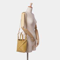 Loewe Yellow Mini Calfskin Puzzle Fold Tote