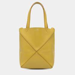 Loewe Yellow Mini Calfskin Puzzle Fold Tote