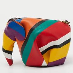 Loewe Multicolor Leather Mini Striped Elephant Crossbody Bag