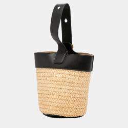 Loewe Beige Mini Raffia Pebble Bucket Bag