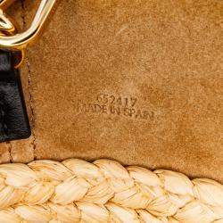 Loewe Beige Mini Raffia Pebble Bucket Bag