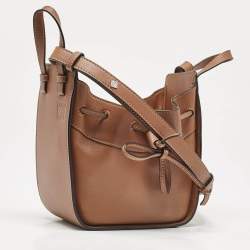 Loewe Brown Leather Mini Hammock Drawstring Bag