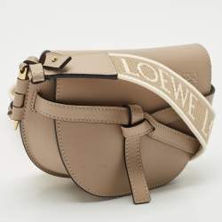 Loewe Beige Leather Jacquard Mini Gate Dual Bag