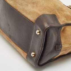 Pre Owned Loewe Beige/Brown Suede and Leather Amazona 36 Satchel