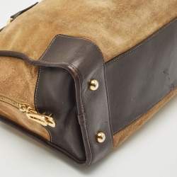 Pre Owned Loewe Beige/Brown Suede and Leather Amazona 36 Satchel