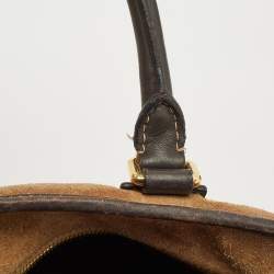 Pre Owned Loewe Beige/Brown Suede and Leather Amazona 36 Satchel