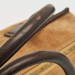 Pre Owned Loewe Beige/Brown Suede and Leather Amazona 36 Satchel