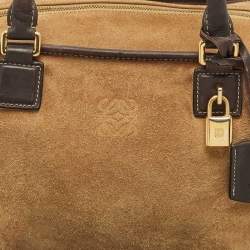 Pre Owned Loewe Beige/Brown Suede and Leather Amazona 36 Satchel
