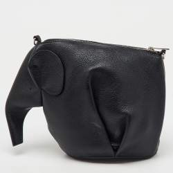 Loewe Black Leather Mini Striped Elephant Crossbody Bag