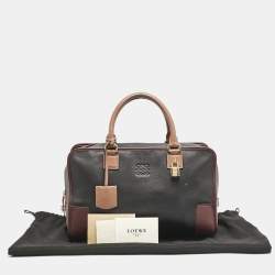 مملوكة مسبقًا Loewe Black/Burgundy Leather Amazona 36 Satchel