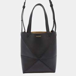  Loewe Black Leather Puzzlefold Mini Tote Bag
