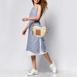 Pre Owned Loewe Natural/Tan Palm Leaf Mini Drawstring Bucket Shoulder Bag