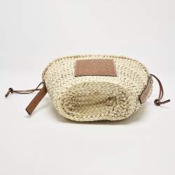 Pre Owned Loewe Natural/Tan Palm Leaf Mini Drawstring Bucket Shoulder Bag