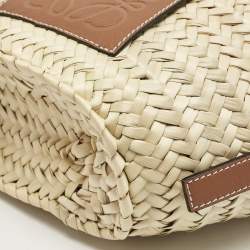 Pre Owned Loewe Natural/Tan Palm Leaf Mini Drawstring Bucket Shoulder Bag