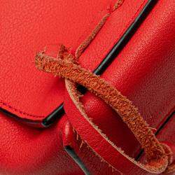 Loewe Red Leather Flamenco Knot Whipstitch Crossbody Bag