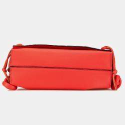 Loewe Red Leather Flamenco Knot Whipstitch Crossbody Bag