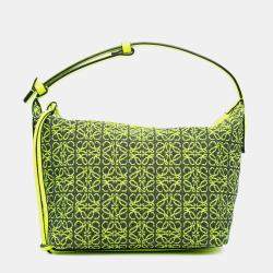 Loewe Green Small Anagram Canvas Cubi Bag