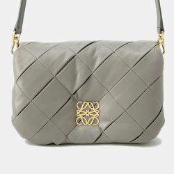 Loewe Pearl Grey Lambskin Goya Puffer Shoulder Bag 