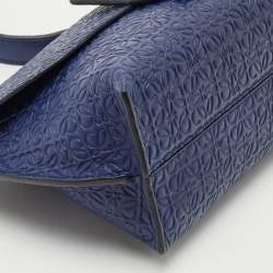 Loewe Blue Logo Embossed Leather Avenue Shoulder Bag