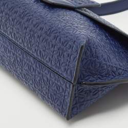 Loewe Blue Logo Embossed Leather Avenue Shoulder Bag