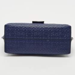 Loewe Blue Logo Embossed Leather Avenue Shoulder Bag