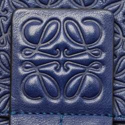 Loewe Blue Logo Embossed Leather Avenue Shoulder Bag