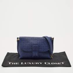 Loewe Blue Logo Embossed Leather Avenue Shoulder Bag