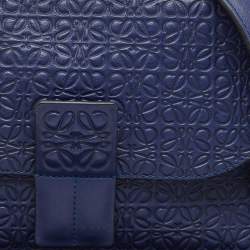 Loewe Blue Logo Embossed Leather Avenue Shoulder Bag