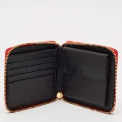 Loewe Red Leather Puzzle Zip Compact Wallet