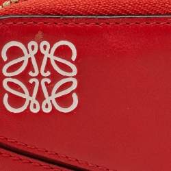 Loewe Red Leather Puzzle Zip Compact Wallet