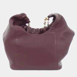 Loewe Burgundy Leather Squeeze Small Shoulder Bag
