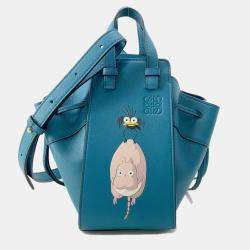 Loewe Ghibli Collaboration Bounezumi Blue Leather  Mini Hammock Shoulder Bag 