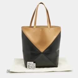 Loewe Black/Brown Leather Puzzle Fold Tote