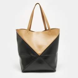 Loewe Black/Brown Leather Puzzle Fold Tote