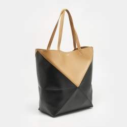 Loewe Black/Brown Leather Puzzle Fold Tote