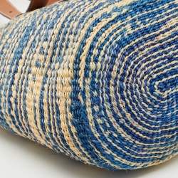 Loewe Blue/Natural Raffia Anagram Shopper Tote