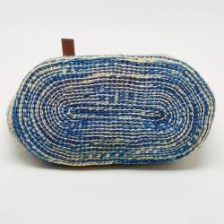 Loewe Blue/Natural Raffia Anagram Shopper Tote