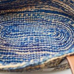 Loewe Blue/Natural Raffia Anagram Shopper Tote