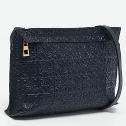 Loewe Navy Blue Leather Repeat Anagram T Pouch Crossbody Bag