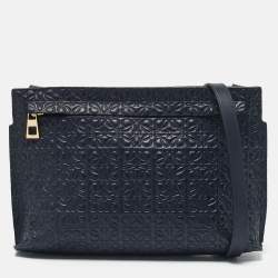 Loewe Navy Blue Leather Repeat Anagram T Pouch Crossbody Bag
