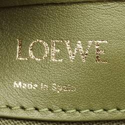 Pre Owned Loewe Military Green Jacquard Canvas and Leather Amazona 23 Bag
