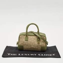 Pre Owned Loewe Military Green Jacquard Canvas and Leather Amazona 23 Bag
