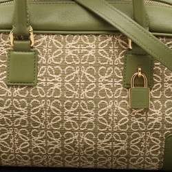 Pre Owned Loewe Military Green Jacquard Canvas and Leather Amazona 23 Bag